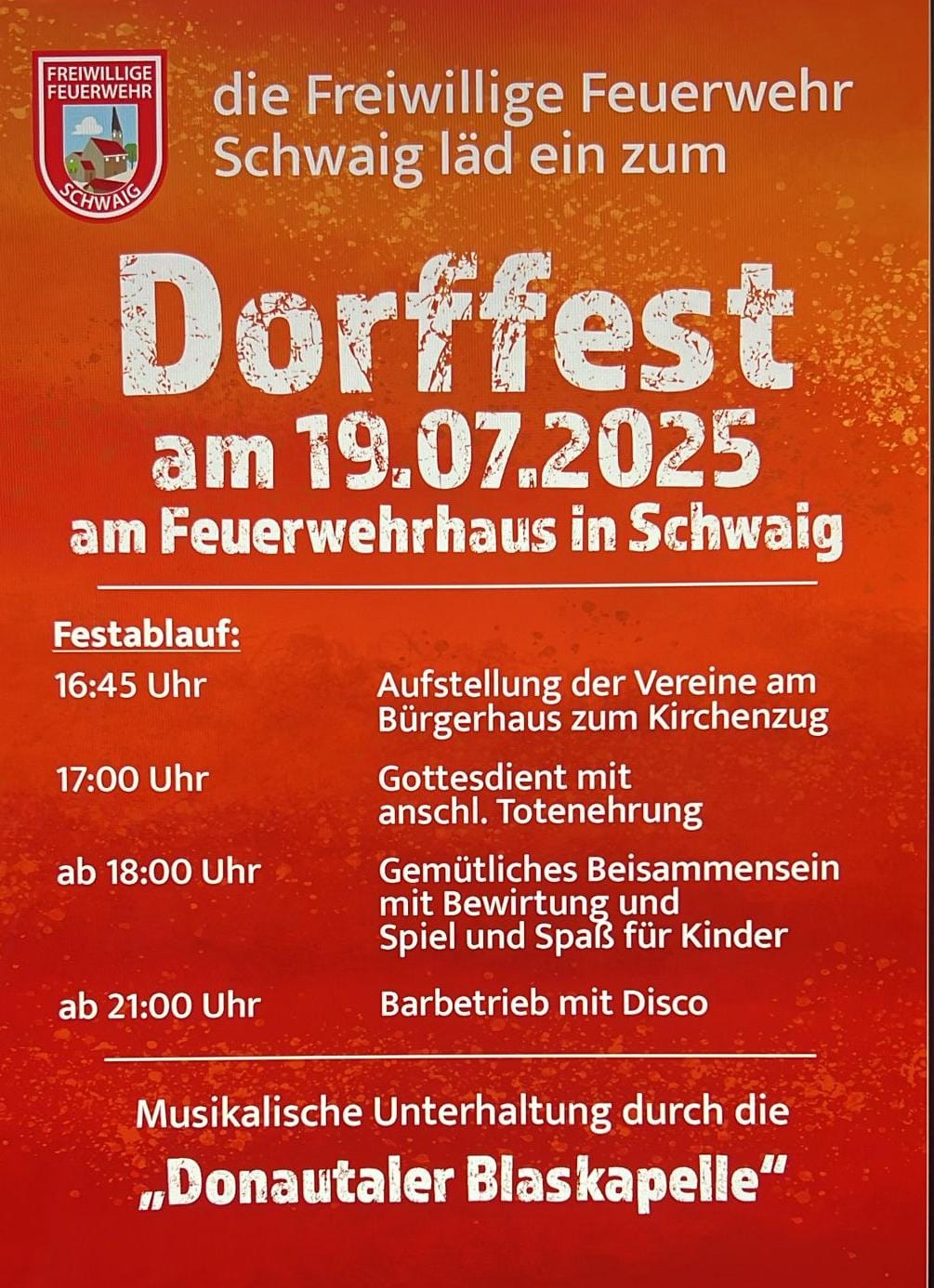 Feuerwehr lädt zu Dorffest ein