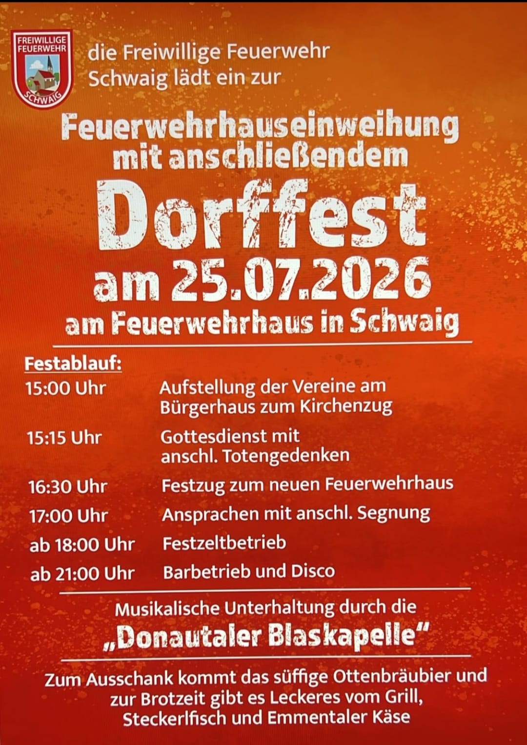 Feuerwehrhauseinweihung mit Dorffest in Schwaig